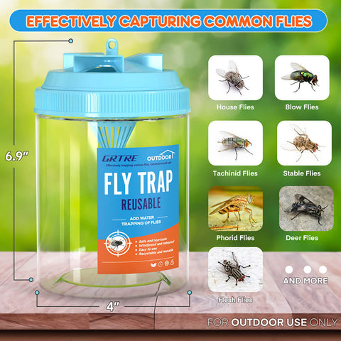 Blue Large Reusable Fly Traps Outdoor