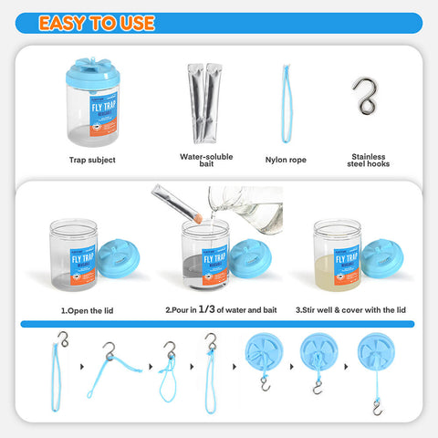 Blue Large Reusable Fly Traps Outdoor